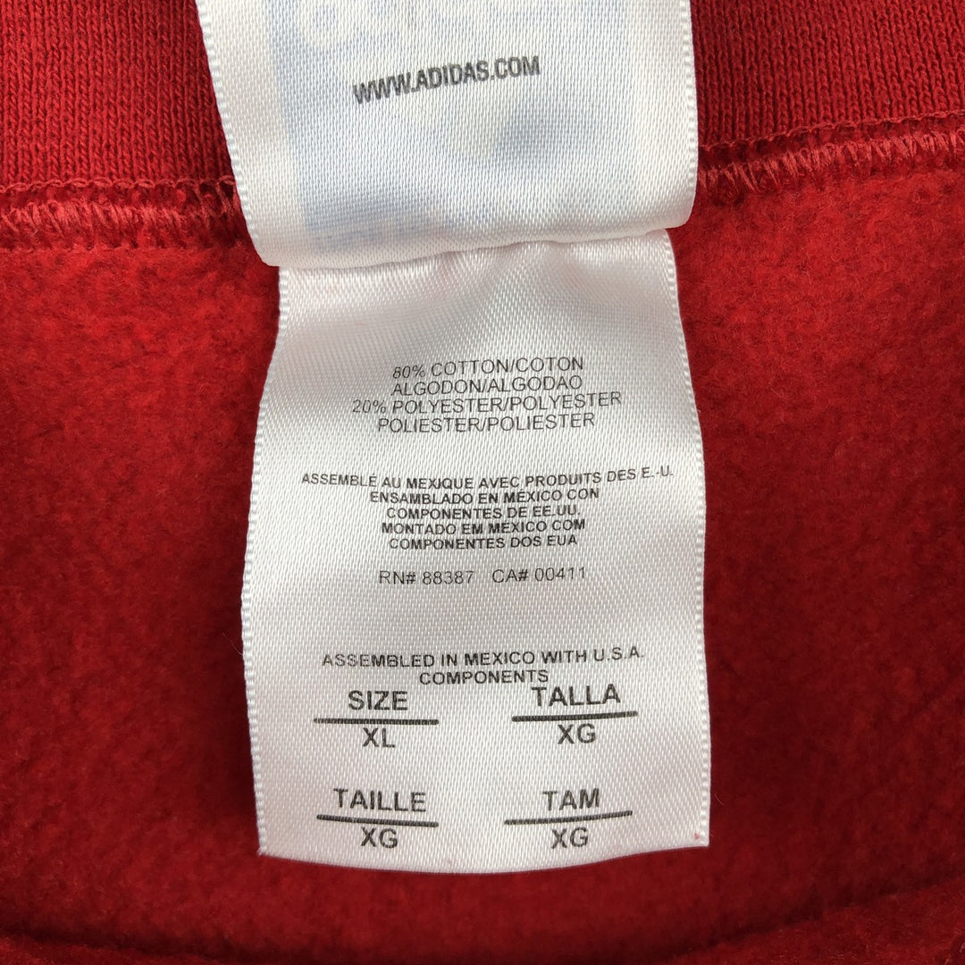 ~2000'S Adidas College Sweatshirt, Men's Size XL cotton red type Vintage Second Hand