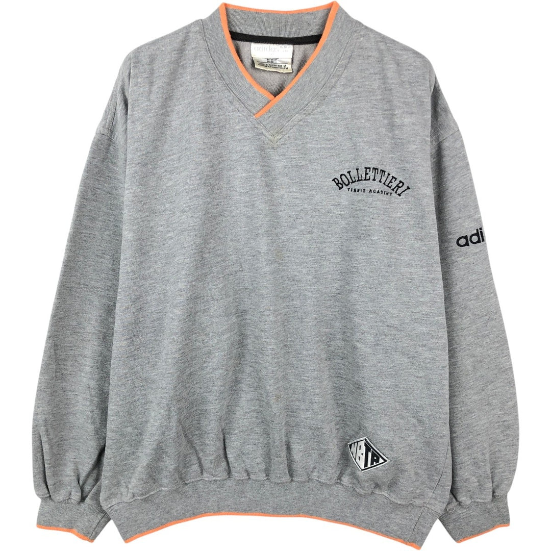 1980'S Adidas Trefoil Logo V-neck Sweatshirt, Men's Size M (approx.), Vintage cotton gray type Vintage Second Hand