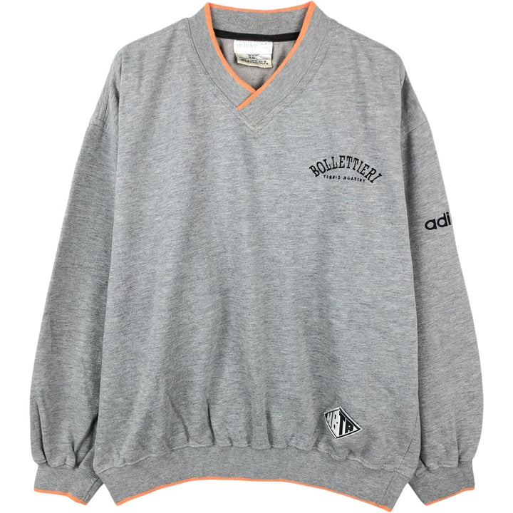1980'S Adidas Trefoil Logo V-neck Sweatshirt, Men's Size M (approx.), Vintage cotton gray type Vintage Second Hand