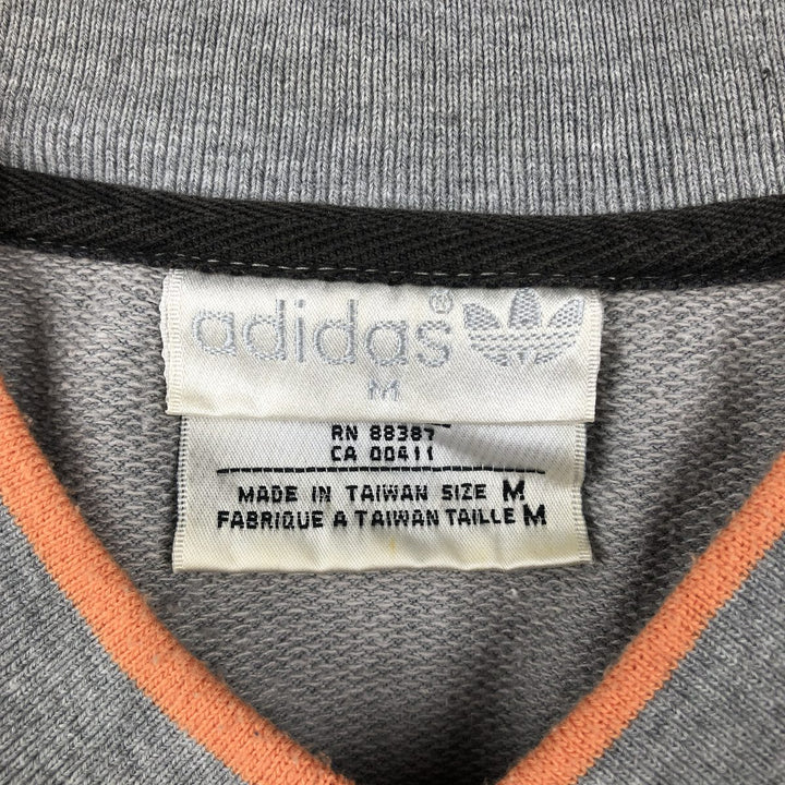 1980'S Adidas Trefoil Logo V-neck Sweatshirt, Men's Size M (approx.), Vintage cotton gray type Vintage Second Hand