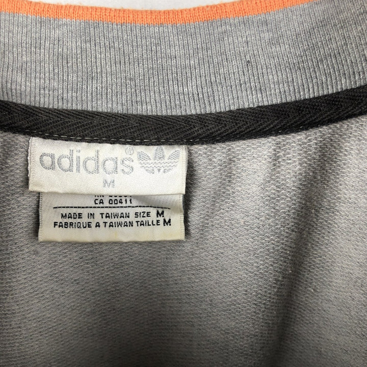 1980'S Adidas Trefoil Logo V-neck Sweatshirt, Men's Size M (approx.), Vintage cotton gray type Vintage Second Hand