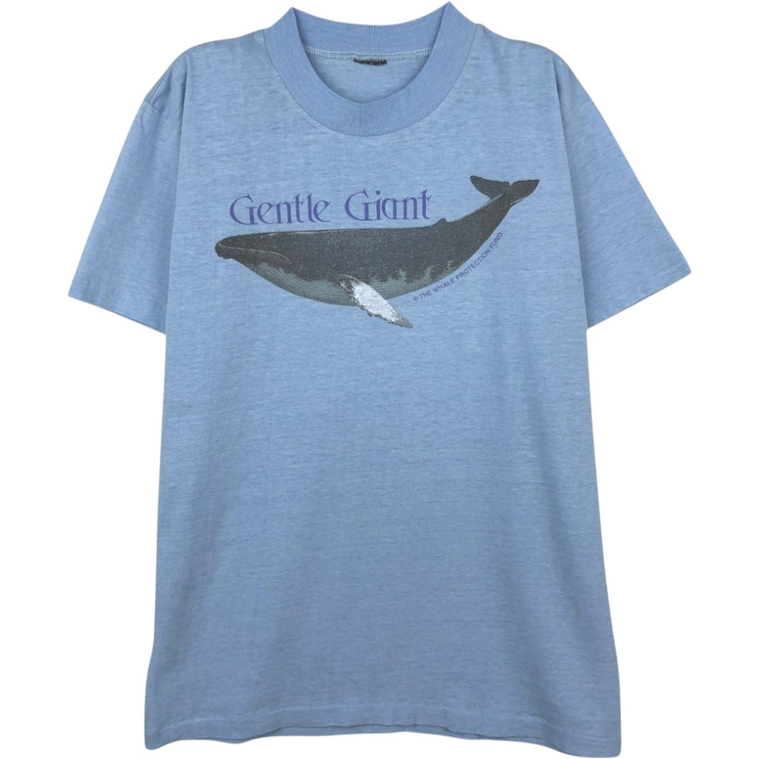 ~90'S Whale Pattern Animal T-Shirt, Men's Size S (Equivalent), Vintage unclear Blue type light blue Vintage Second Hand