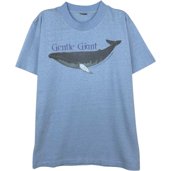 ~90'S Whale Pattern Animal T-Shirt, Men's Size S (Equivalent), Vintage unclear Blue type light blue Vintage Second Hand