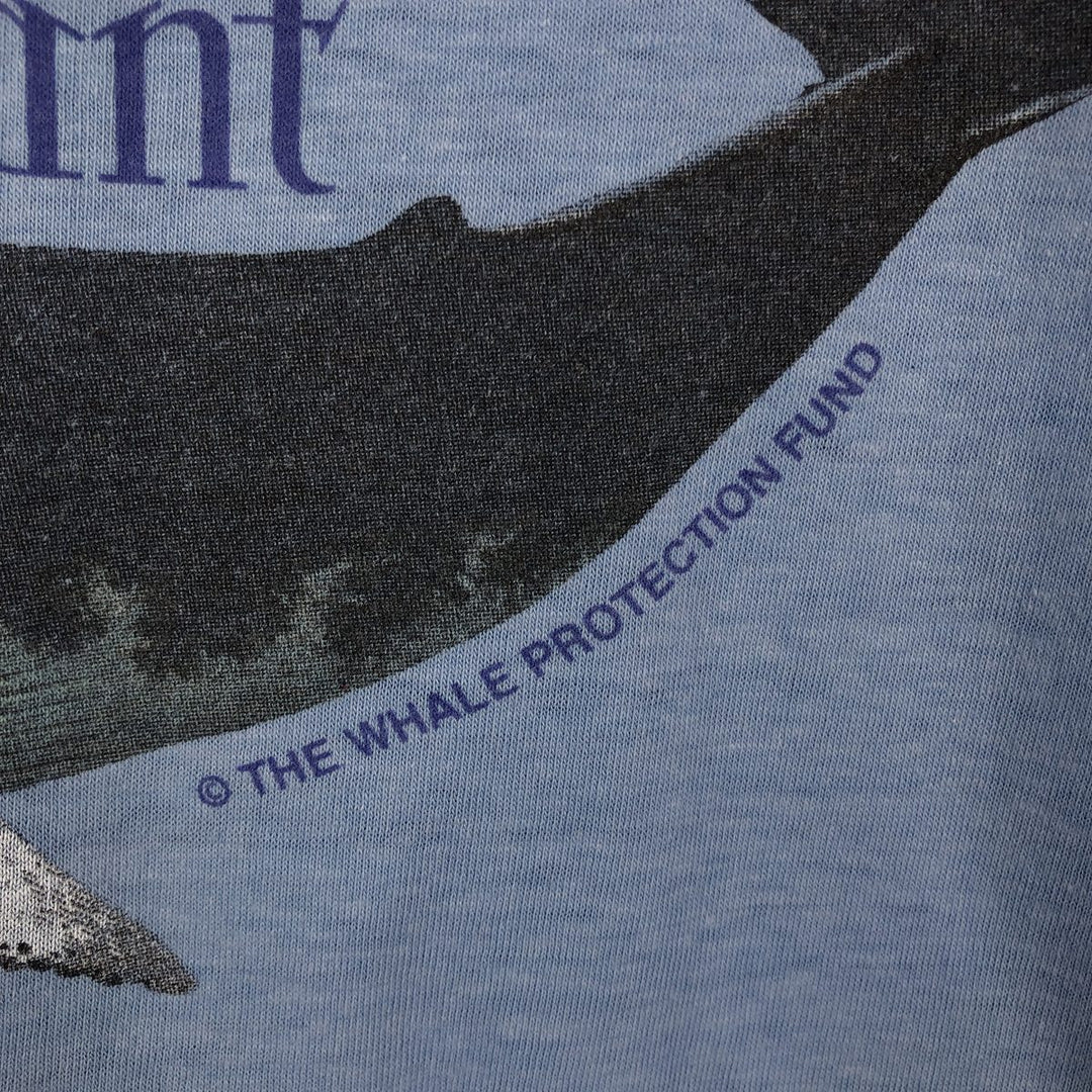 ~90'S Whale Pattern Animal T-Shirt, Men's Size S (Equivalent), Vintage unclear Blue type light blue Vintage Second Hand