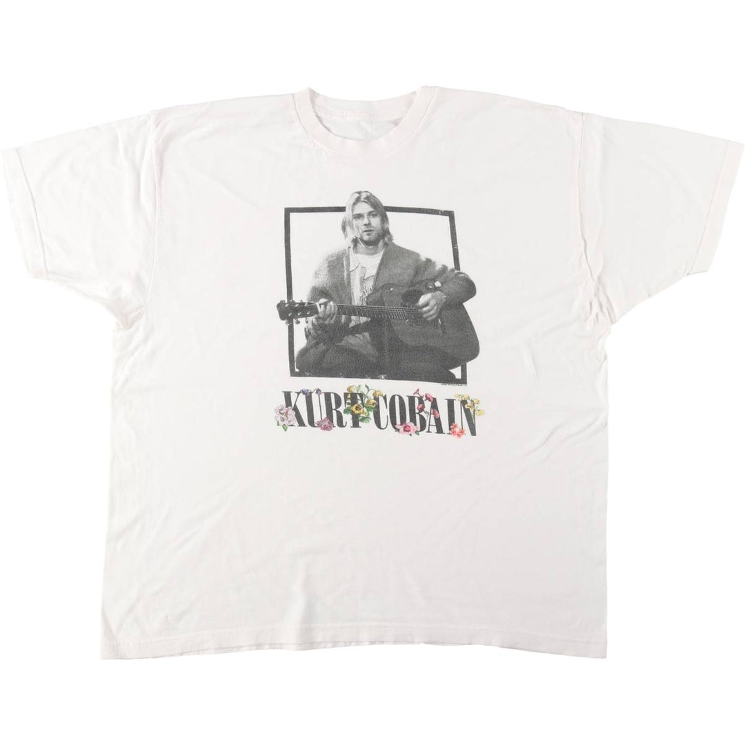 KURT COBAIN Kurt Cobain band T-shirt, men's size XL unclear white type Vintage Second Hand
