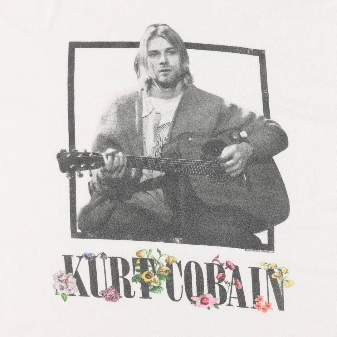 KURT COBAIN Kurt Cobain band T-shirt, men's size XL unclear white type Vintage Second Hand