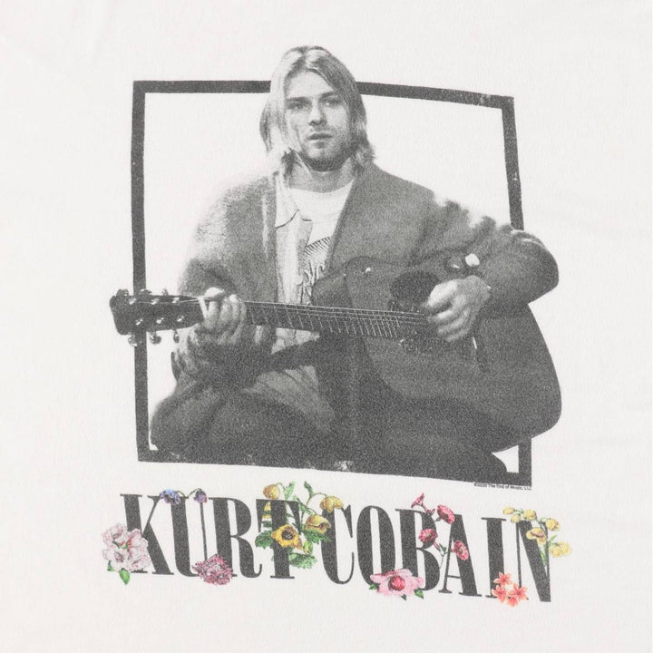 KURT COBAIN Kurt Cobain band T-shirt, men's size XL unclear white type Vintage Second Hand