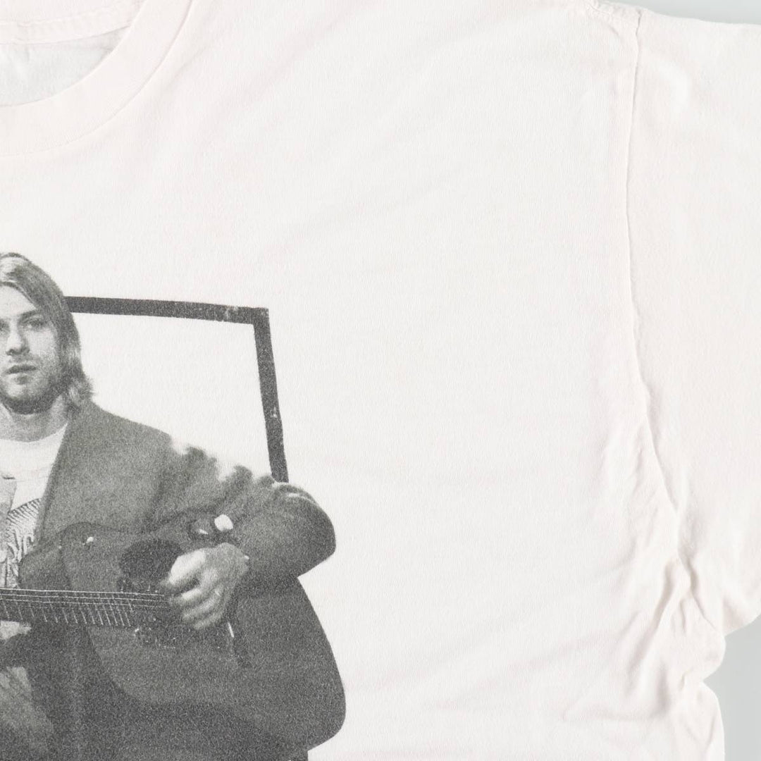 KURT COBAIN Kurt Cobain band T-shirt, men's size XL unclear white type Vintage Second Hand