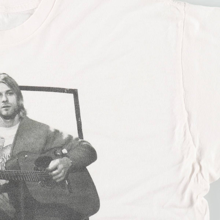 KURT COBAIN Kurt Cobain band T-shirt, men's size XL unclear white type Vintage Second Hand