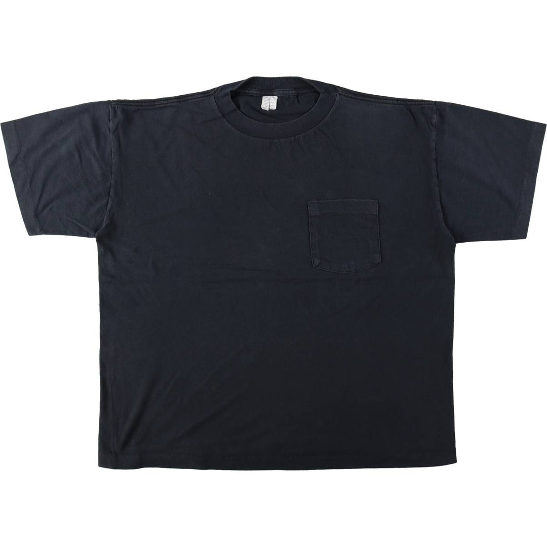 90'S plain pocket t-shirt, men's size XL equivalent, vintage. cotton black type Vintage Second Hand