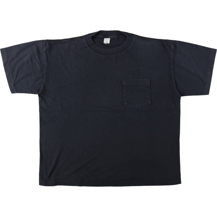 90'S plain pocket t-shirt, men's size XL equivalent, vintage. cotton black type Vintage Second Hand