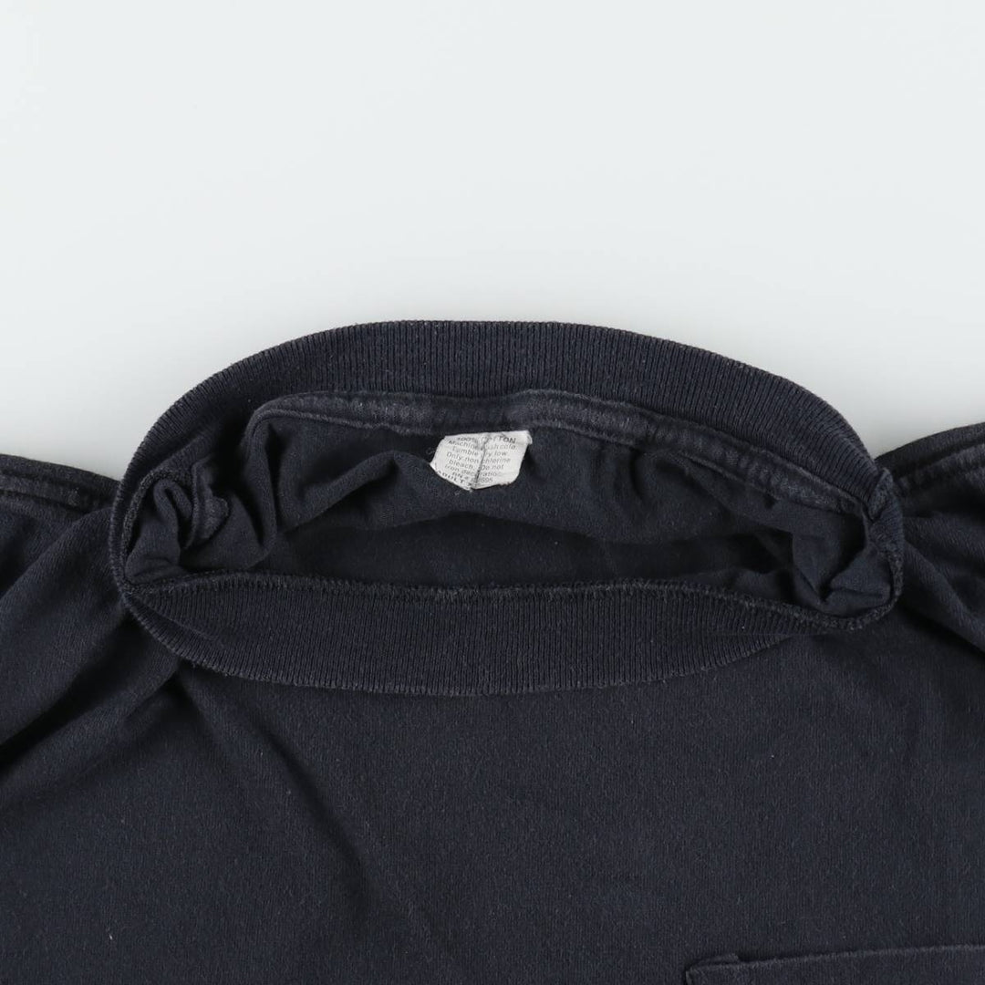 90'S plain pocket t-shirt, men's size XL equivalent, vintage. cotton black type Vintage Second Hand