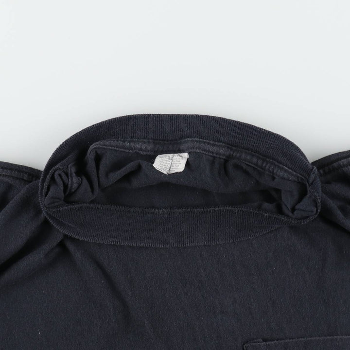 90'S plain pocket t-shirt, men's size XL equivalent, vintage. cotton black type Vintage Second Hand