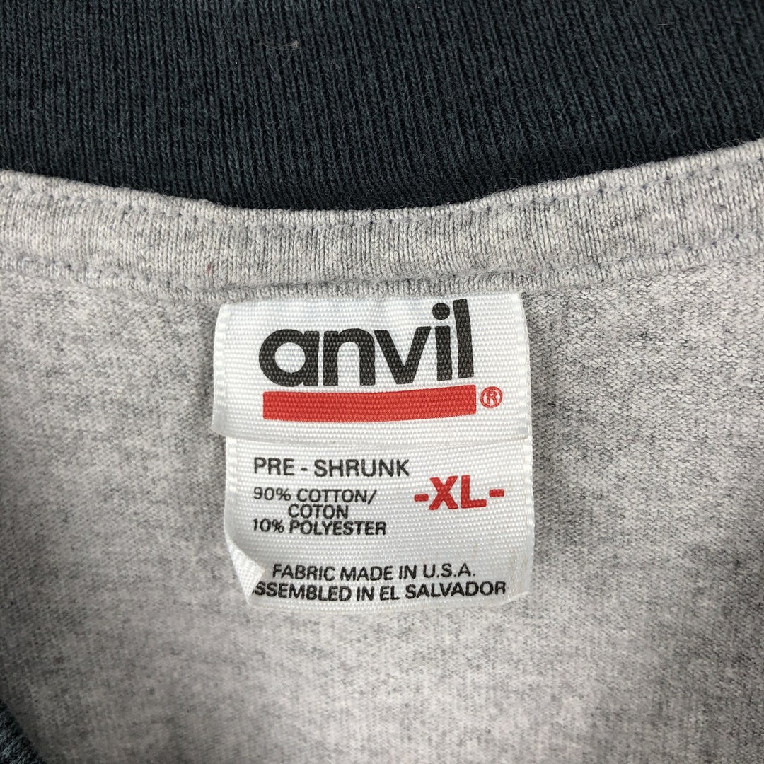 Anvil Ringer T-Shirt, Men's Size XL cotton gray type Vintage Second Hand