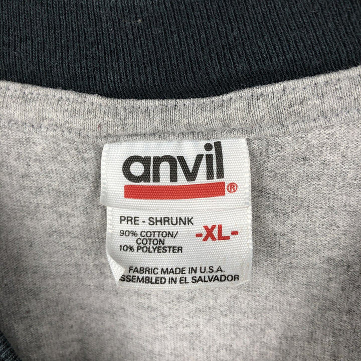 Anvil Ringer T-Shirt, Men's Size XL cotton gray type Vintage Second Hand