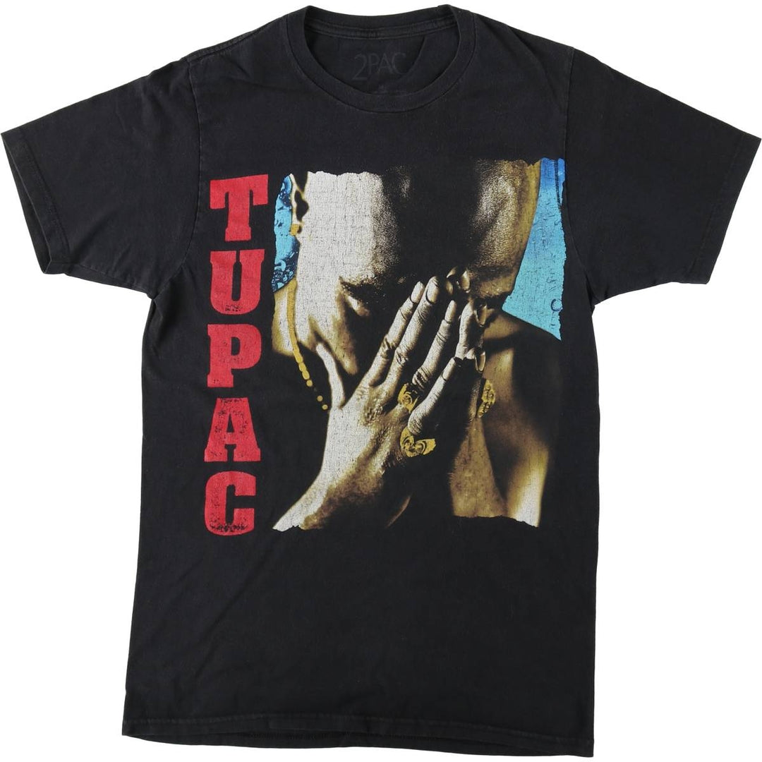 2pac rap t-shirt, men's size M cotton black type Vintage Second Hand