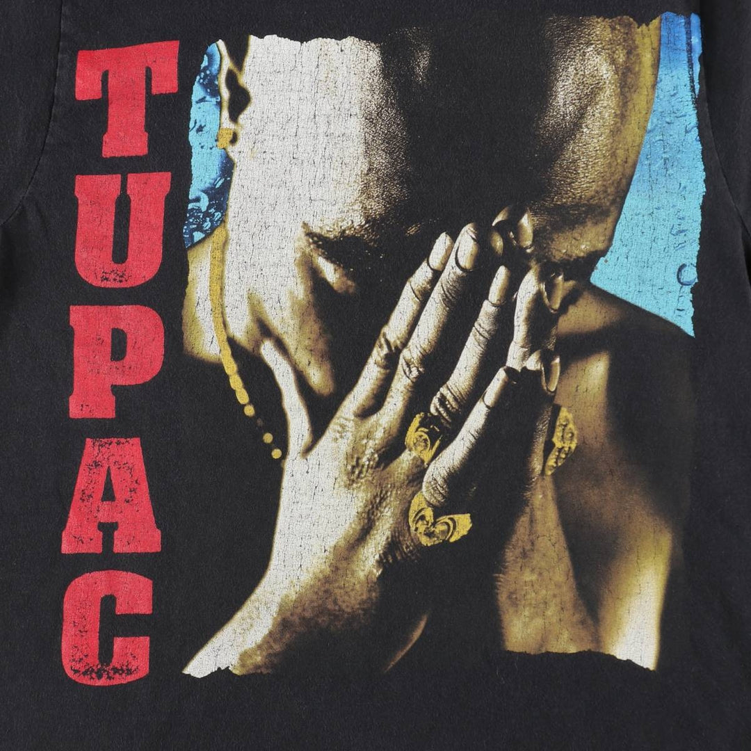 2pac rap t-shirt, men's size M cotton black type Vintage Second Hand