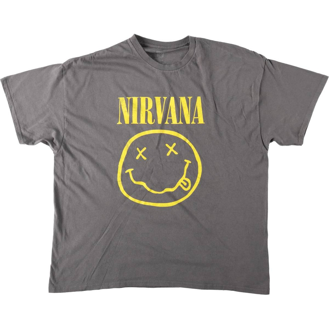 NIRVANA band t-shirt, men's size XXL equivalent. cotton gray type Vintage Second Hand
