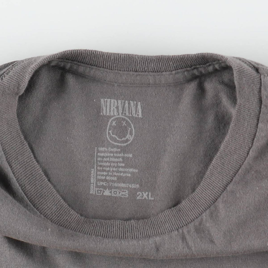 NIRVANA band t-shirt, men's size XXL equivalent. cotton gray type Vintage Second Hand