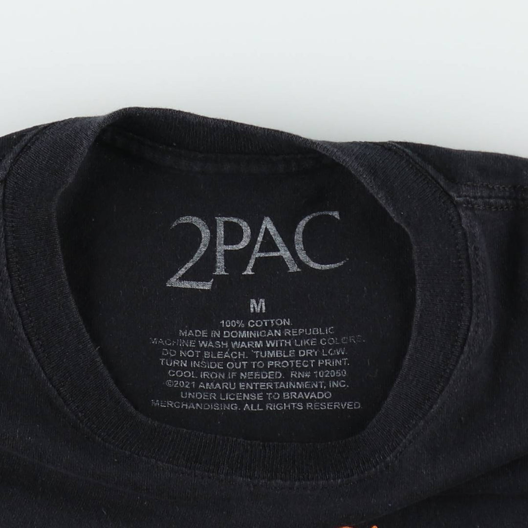2pac rap t-shirt, men's size M cotton black type Vintage Second Hand