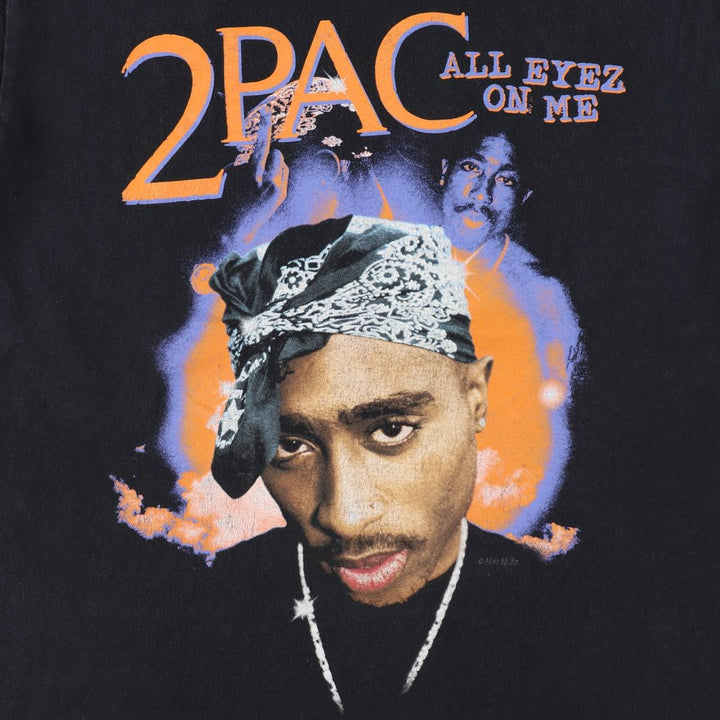 2pac rap t-shirt, men's size M cotton black type Vintage Second Hand