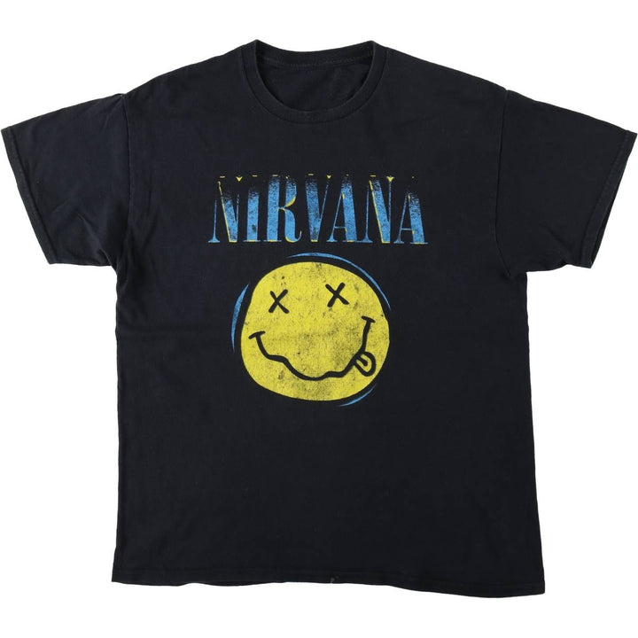NIRVANA Nirvana Band T-shirt, Band T, Men's L size cotton black type Vintage Second Hand