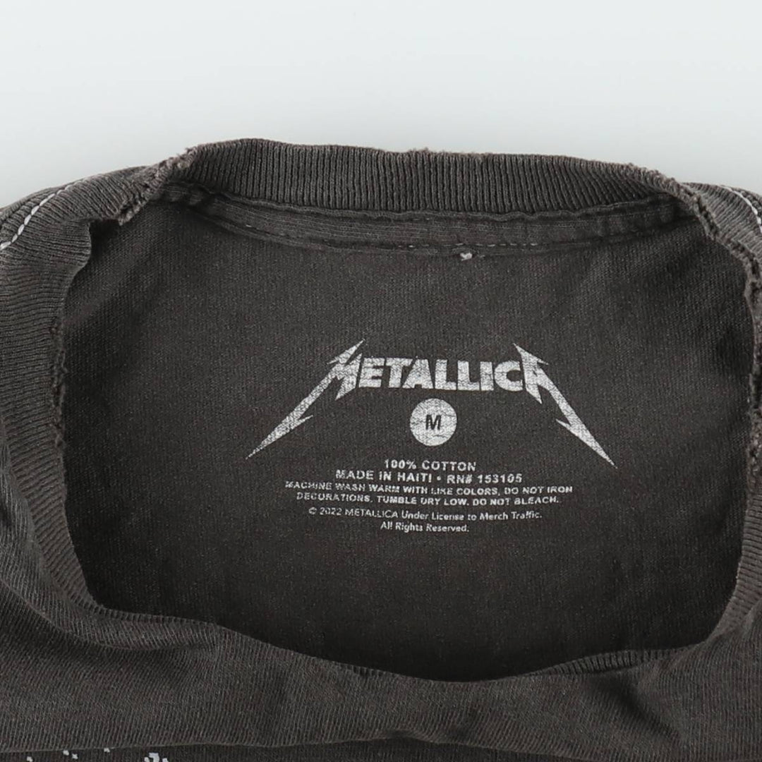 METALLICA Metallica Band T-shirt Band T Men's M size cotton Charcoal Vintage Second Hand