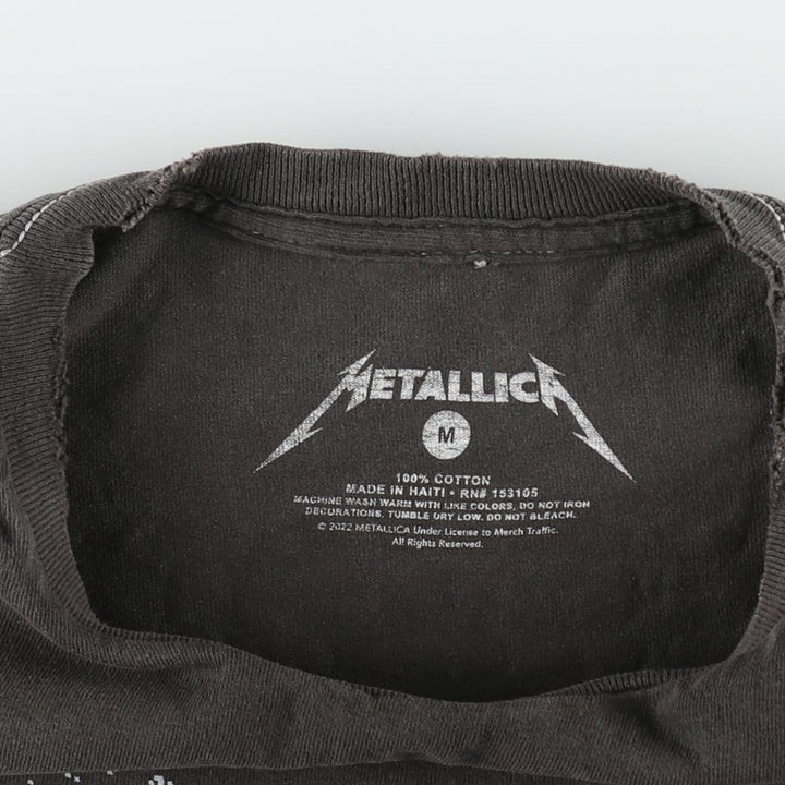 METALLICA Metallica Band T-shirt Band T Men's M size cotton Charcoal Vintage Second Hand