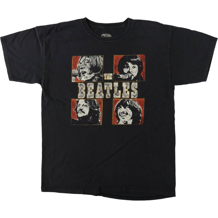 THE BEATLES Band T-shirt, Men's L size cotton black type Vintage Second Hand