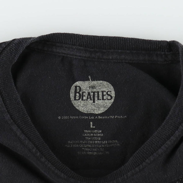 THE BEATLES Band T-shirt, Men's L size cotton black type Vintage Second Hand