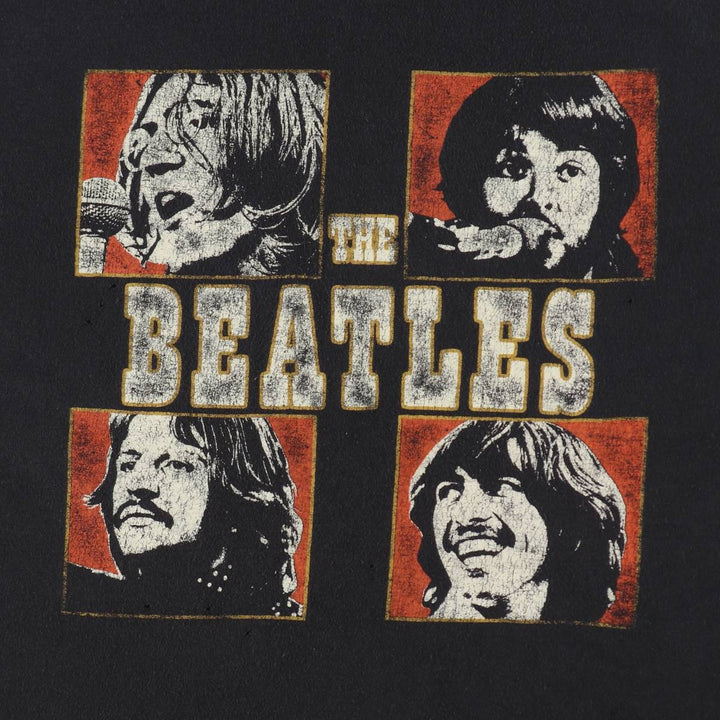 THE BEATLES Band T-shirt, Men's L size cotton black type Vintage Second Hand