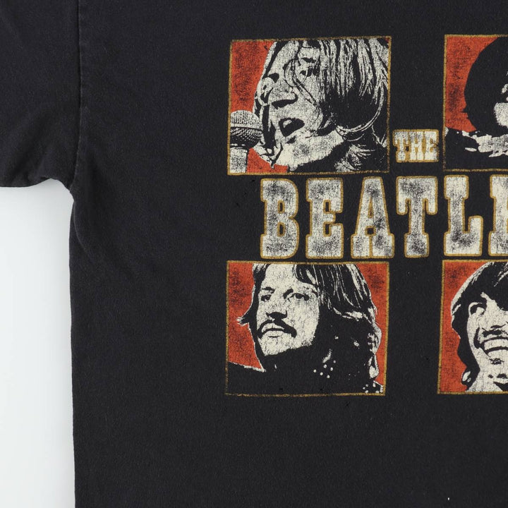THE BEATLES Band T-shirt, Men's L size cotton black type Vintage Second Hand