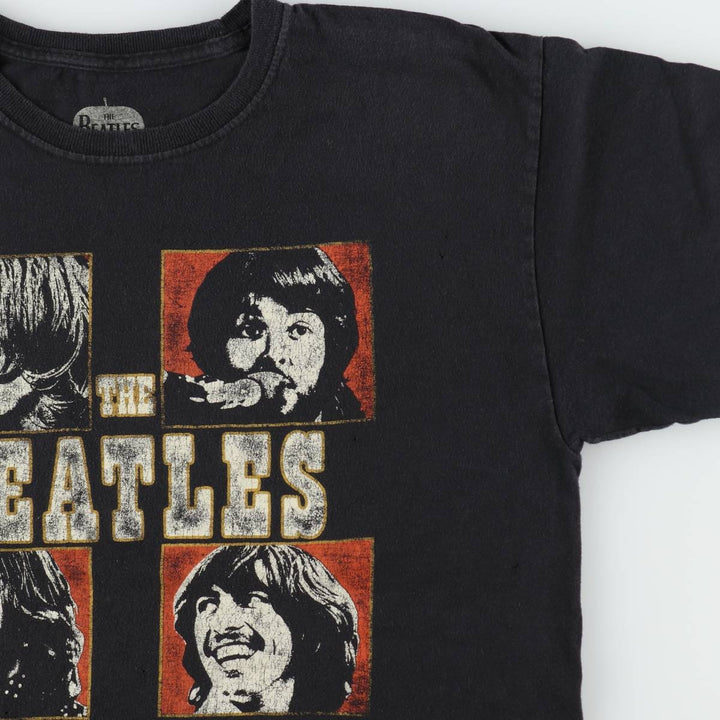 THE BEATLES Band T-shirt, Men's L size cotton black type Vintage Second Hand