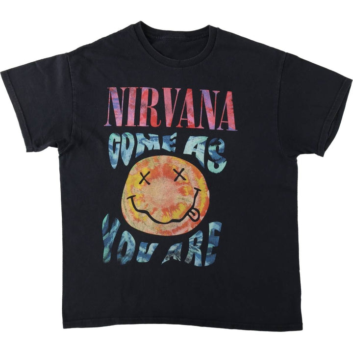 NIRVANA Nirvana Band T-shirt, Band T, Men's L size unclear black type Vintage Second Hand