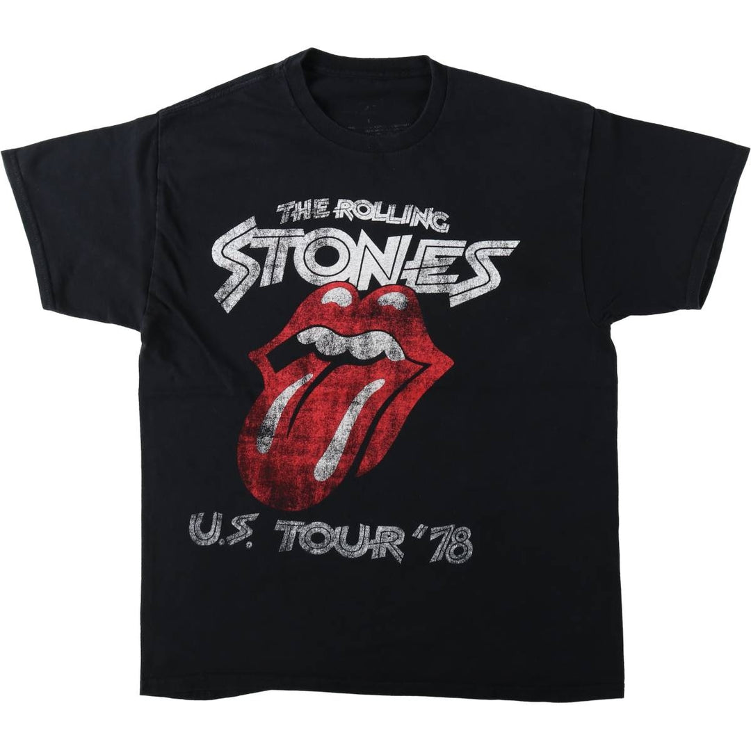 The Rolling Stones Band T-shirt, Band T, Men's L size cotton black type Vintage Second Hand