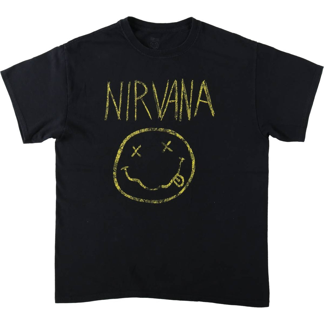 NIRVANA Nirvana Band T-shirt, Band T, Men's L size cotton black type Vintage Second Hand