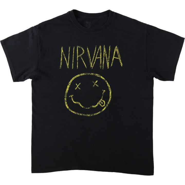 NIRVANA Nirvana Band T-shirt, Band T, Men's L size cotton black type Vintage Second Hand