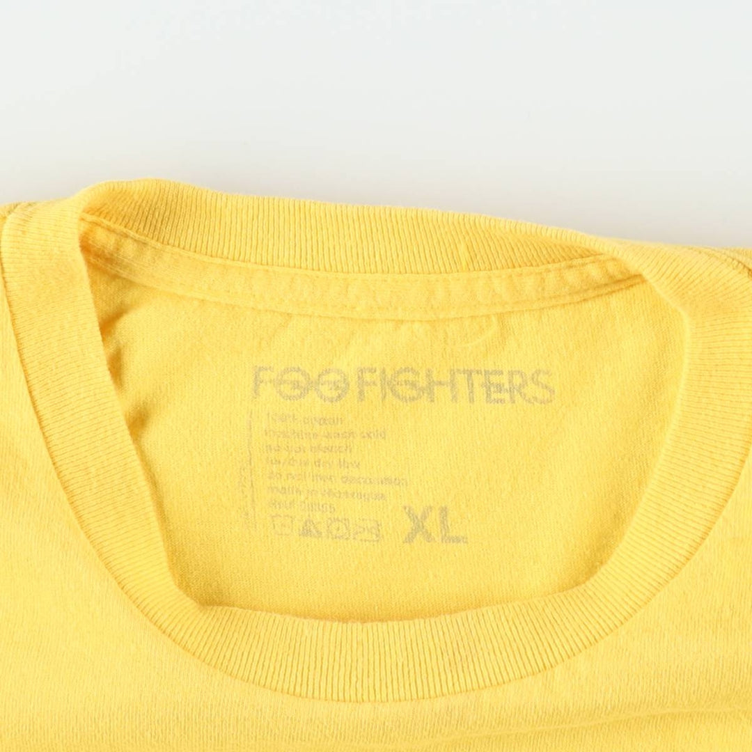 Foo Fighters Band T-shirt, Men's XL size cotton yellow type Vintage Second Hand