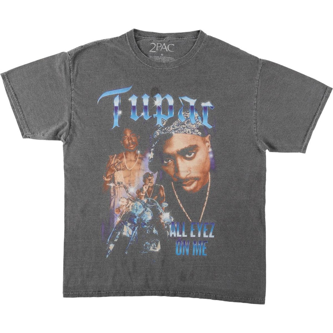 2pac rap t-shirt, men's size M cotton Charcoal Vintage Second Hand