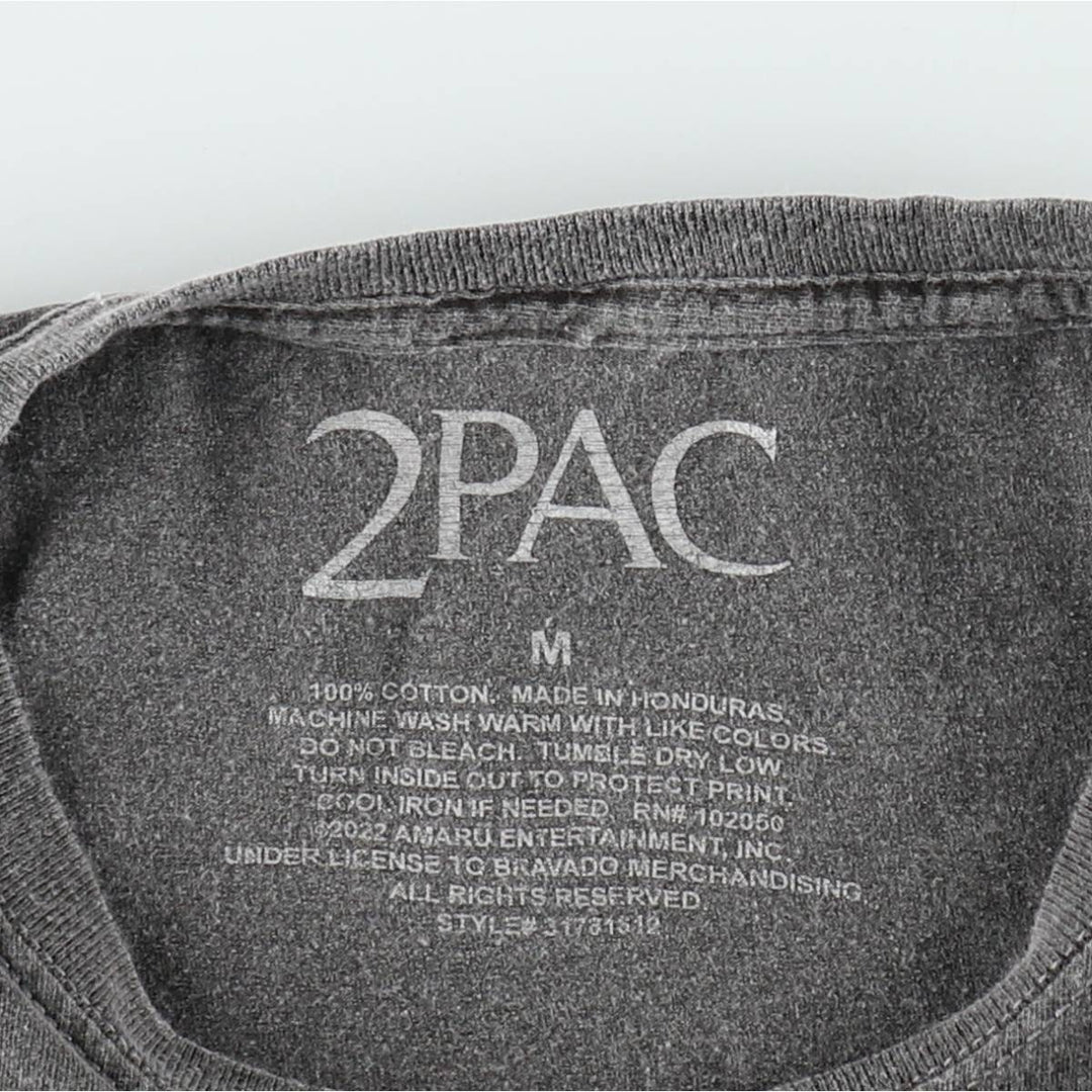 2pac rap t-shirt, men's size M cotton Charcoal Vintage Second Hand