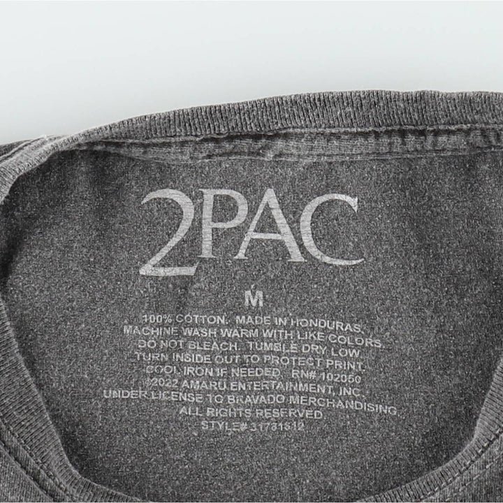 2pac rap t-shirt, men's size M cotton Charcoal Vintage Second Hand