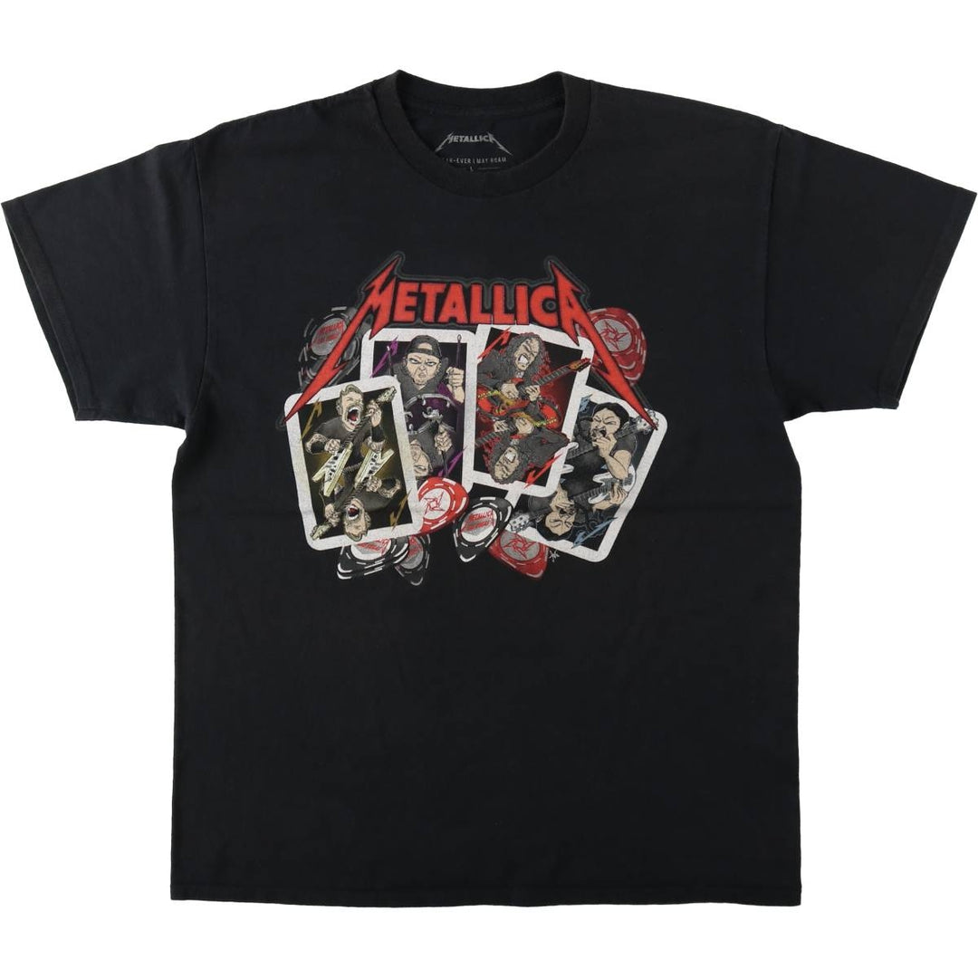 METALLICA printed band t-shirt, men's size L. cotton black type Vintage Second Hand