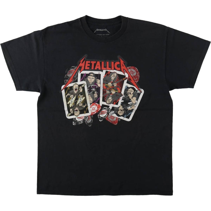 METALLICA printed band t-shirt, men's size L. cotton black type Vintage Second Hand