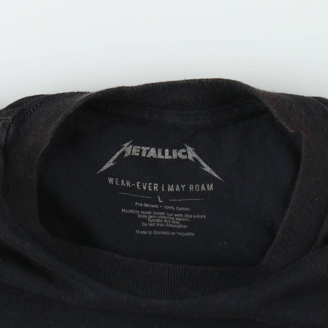 METALLICA printed band t-shirt, men's size L. cotton black type Vintage Second Hand