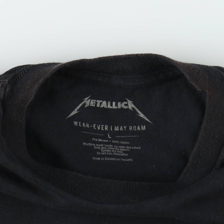 METALLICA printed band t-shirt, men's size L. cotton black type Vintage Second Hand
