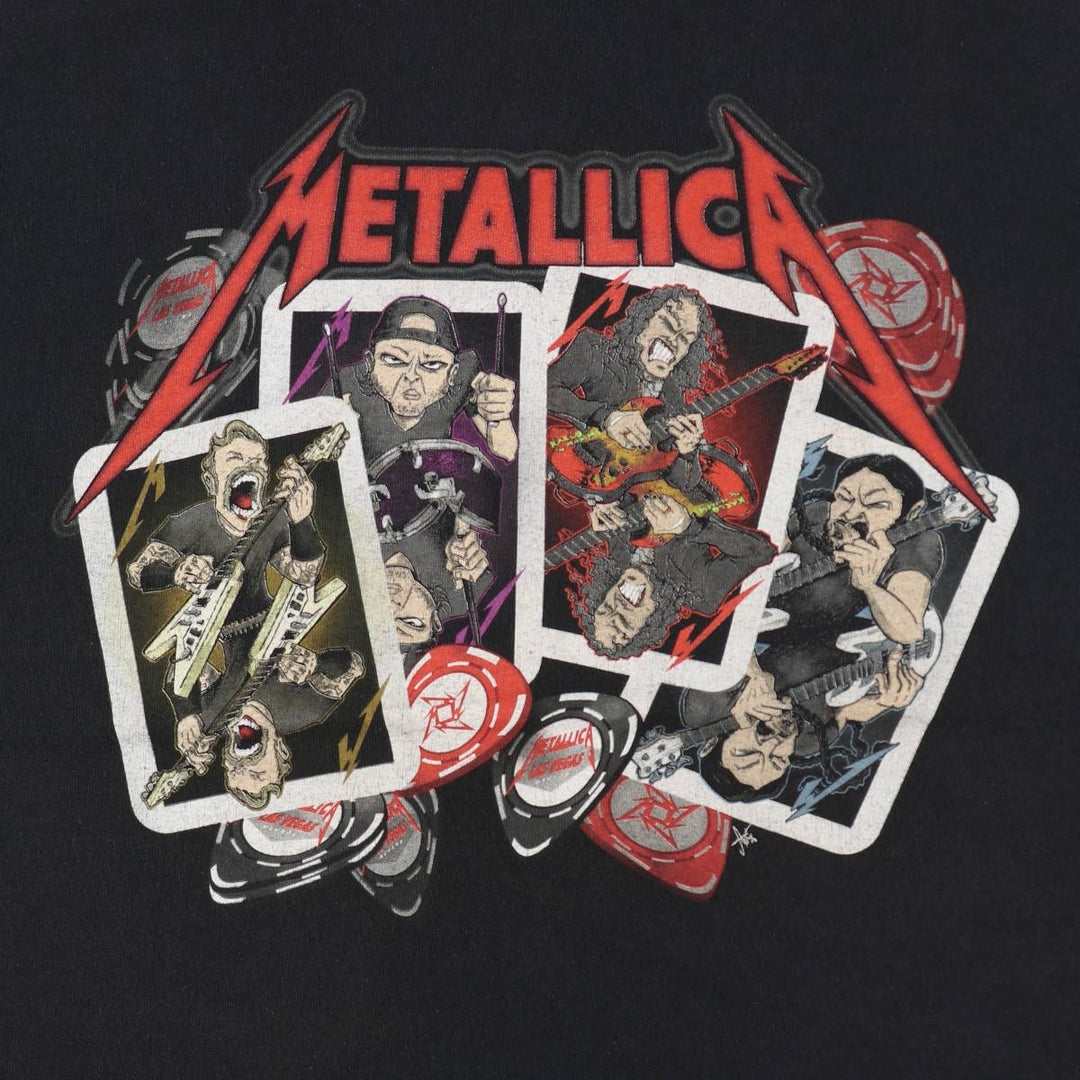 METALLICA printed band t-shirt, men's size L. cotton black type Vintage Second Hand