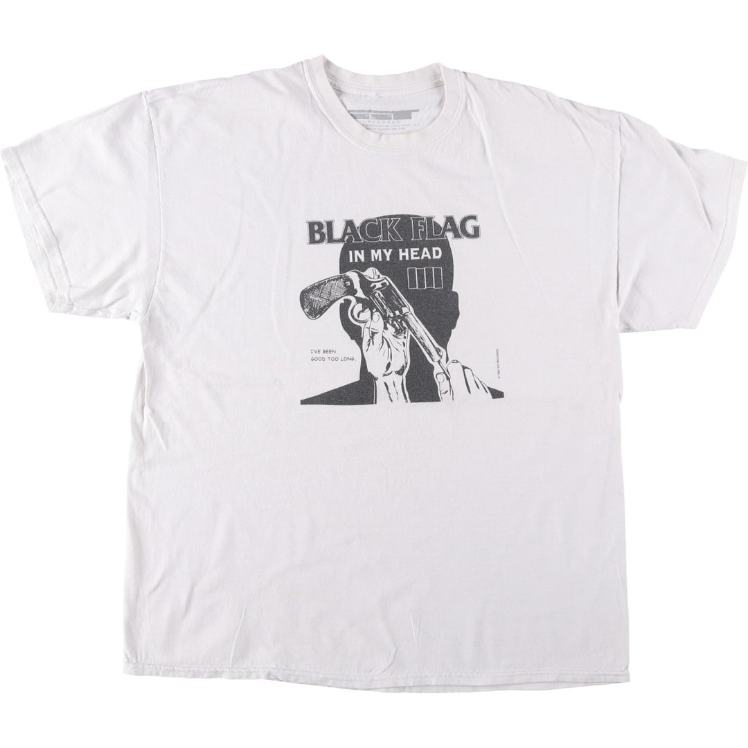 SST Records BLACK Flag Band T-Shirt (Men's XL equivalent) unclear white type Vintage Second Hand