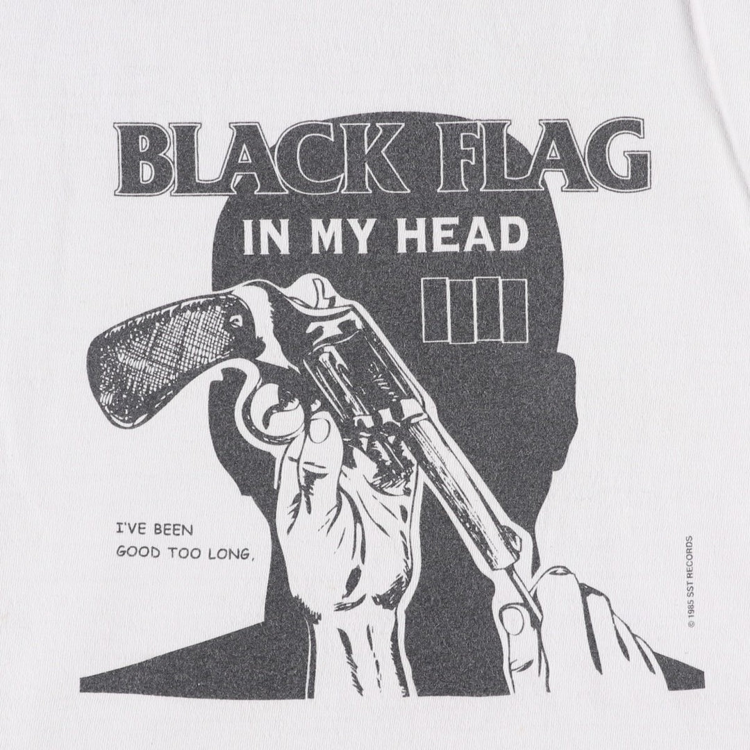 SST Records BLACK Flag Band T-Shirt (Men's XL equivalent) unclear white type Vintage Second Hand