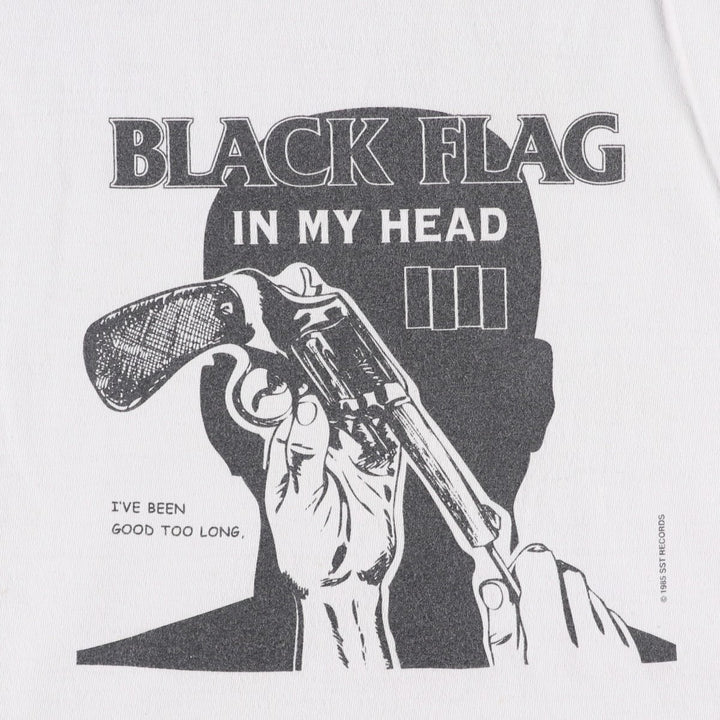 SST Records BLACK Flag Band T-Shirt (Men's XL equivalent) unclear white type Vintage Second Hand