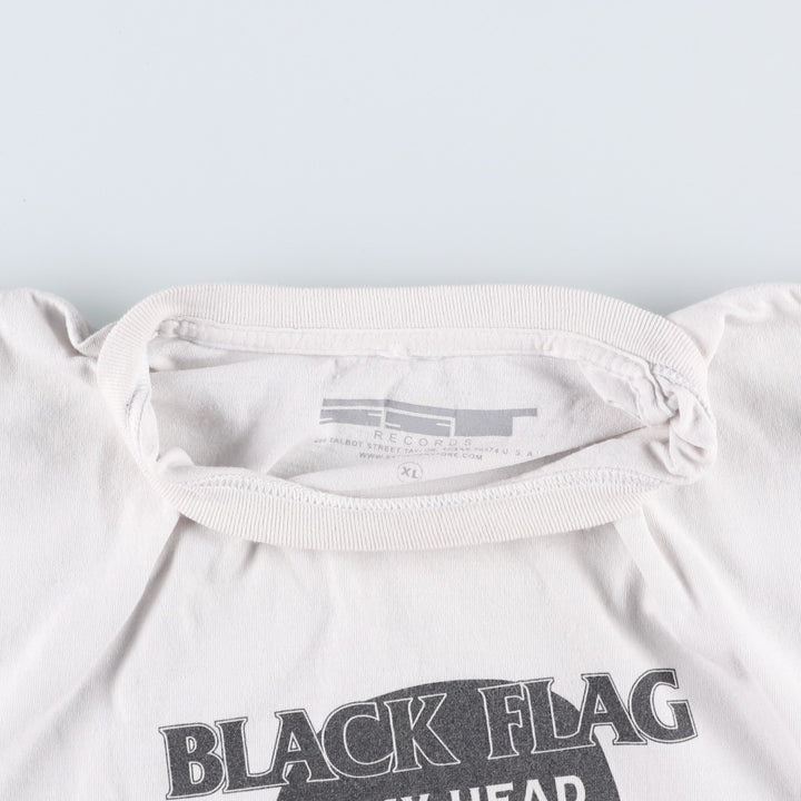 SST Records BLACK Flag Band T-Shirt (Men's XL equivalent) unclear white type Vintage Second Hand